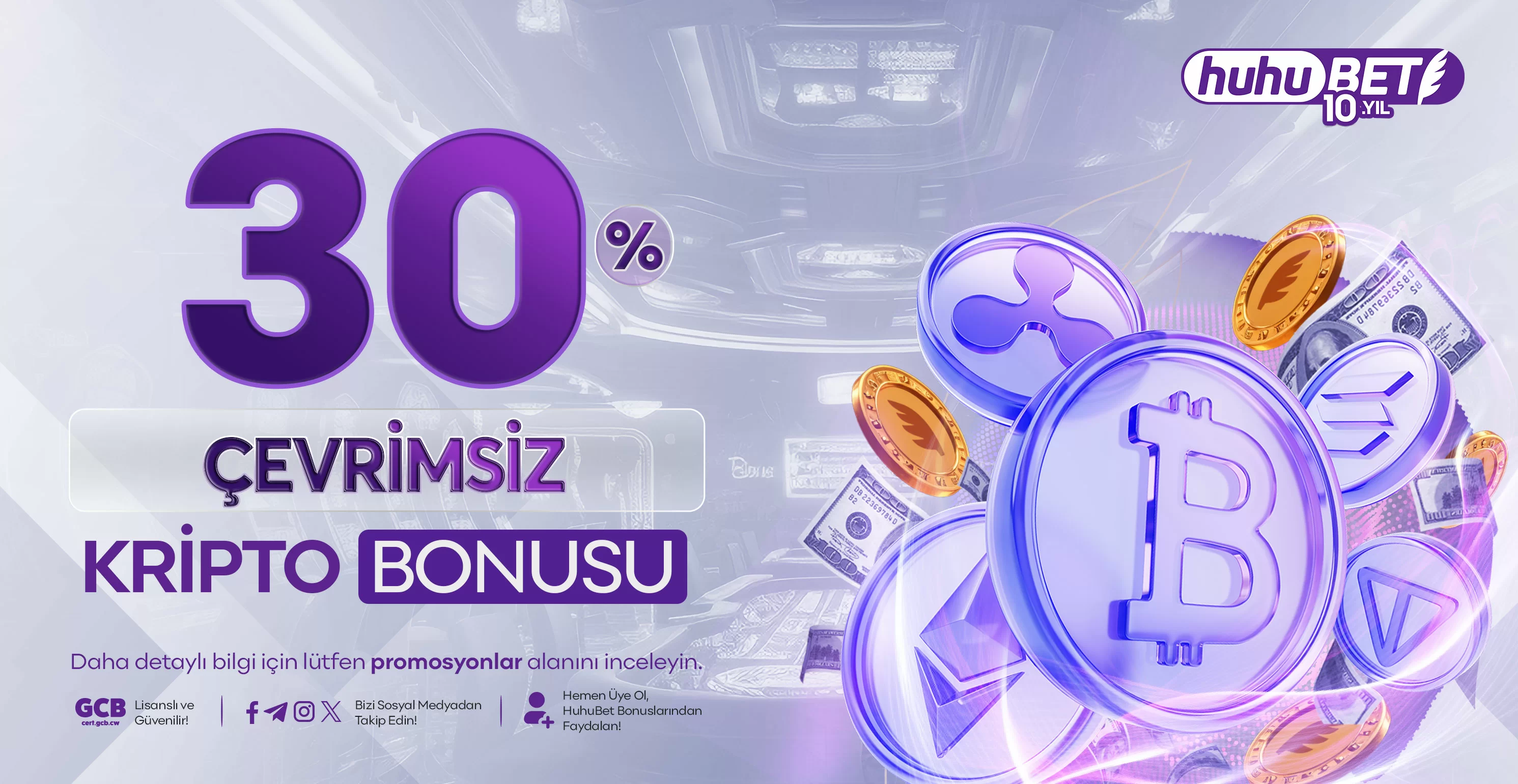 Çevrimsiz kripto yatırım bonusu ve free spin kampanya görseli